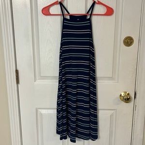 So Navy striped tank swing dress